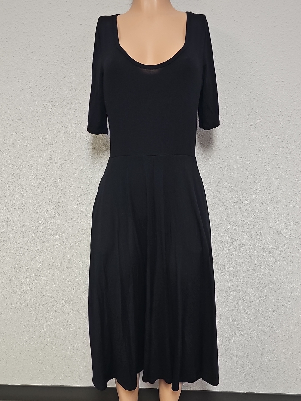 Reformation Black Asymmetrical Scoop Midi Dress